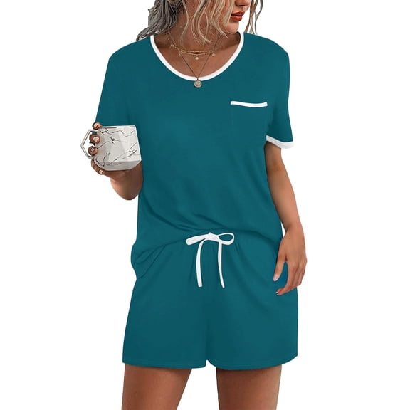 Avidlove Womens Pajama Set Short Sleeve Pj Tops and Shorts 2 Piece Lounge Set Soft Sleepwear with Chest Pocket