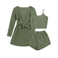 thumbnail image 1 of Avidlove Womens Pajama Sets 3 Piece Lounge Set Waffle Knit Cami Top and Shorts Soft Sleepwear with Robe Cardigan, 1 of 7