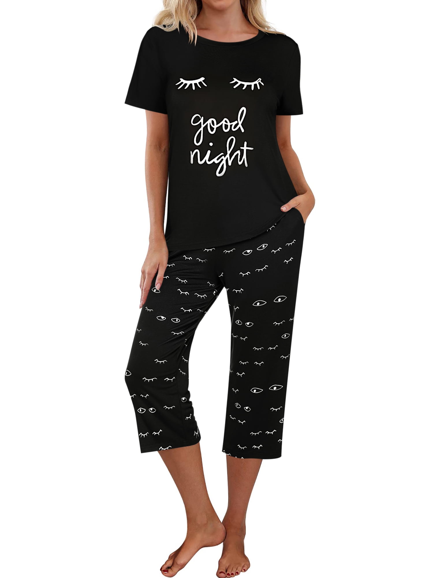 Avidlove Womens Pajamas Set Short Sleeve Tops and Capri Sets Sleepwear ...
