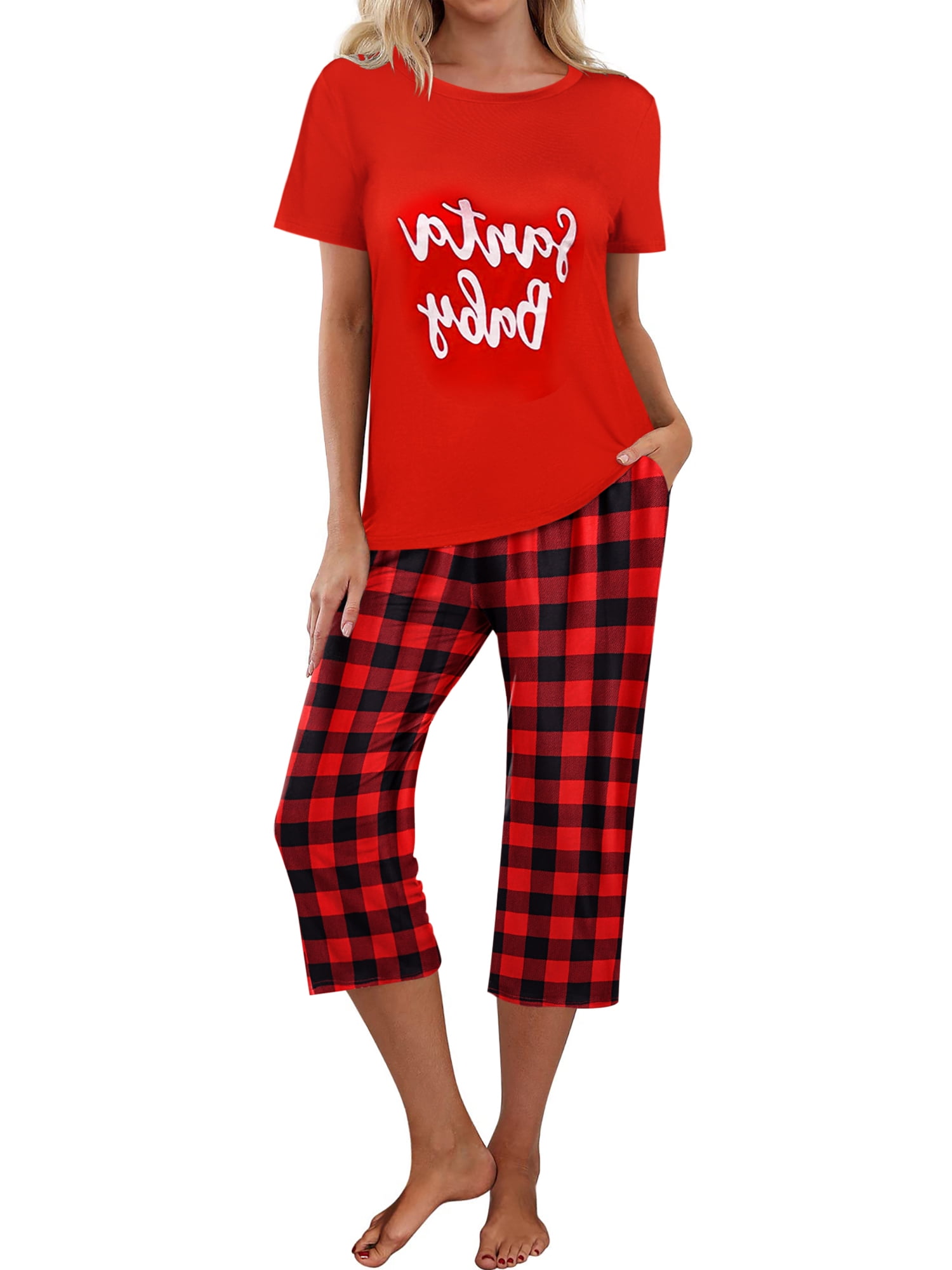 Avidlove Womens Pajamas Set Short Sleeve Tops and Capri Sets Sleepwear ...