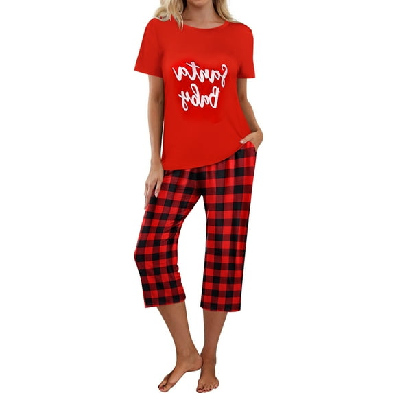 Avidlove Womens Pajamas Set Short Sleeve Tops and Capri Sets Sleepwear Soft Matching Pjs Loungwear S-2XL