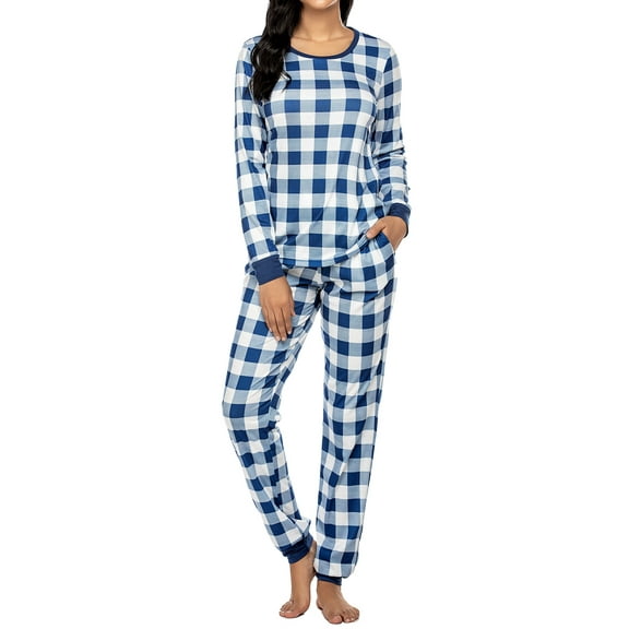 Avidlove Womens Pajamas Sets Plaid Long Sleeve Tops with Jogger Pjs Bottom Soft Lounge Set with Pockets