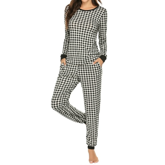 Avidlove Womens Pajamas Sets Plaid Long Sleeve Tops with Jogger Pjs Bottom Soft Lounge Set with Pockets