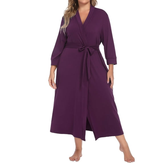 Avidlove Womens Plus Size Kimono Robes Long Bathrobe Ladies V Neck Loungewear Lightweight Soft Sleepwear XL-5XL