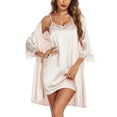 thumbnail image 1 of Avidlove Womens Robe Sets Satin Silk Spaghetti Strap Nightgown with Bathrobes Knee Length Lightweight Nightdress Bride Robes, 1 of 8