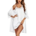 thumbnail image 1 of Avidlove Womens Robe Sets Sleepwear Satin Silk Sexy Nightgown with Bathrobes Lightweight White Lingerie Dress Bride Robes Set Knee Length, 1 of 10