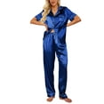 thumbnail image 1 of Avidlove Womens Satin Pajama Sets Silky Sleepwear Short Sleeve Button Down Shirts and Long Pant Loungewear 2 Piece Pjs Set S-XXL, 1 of 7
