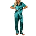 thumbnail image 1 of Avidlove Womens Satin Pajama Sets Silky Sleepwear Short Sleeve Button Down Shirts and Long Pant Loungewear 2 Piece Pjs Set S-XXL, 1 of 7