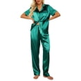 thumbnail image 1 of Avidlove Womens Satin Pajama Sets Silky Sleepwear Short Sleeve Button Down Shirts and Long Pant Loungewear 2 Piece Pjs Set, 1 of 7