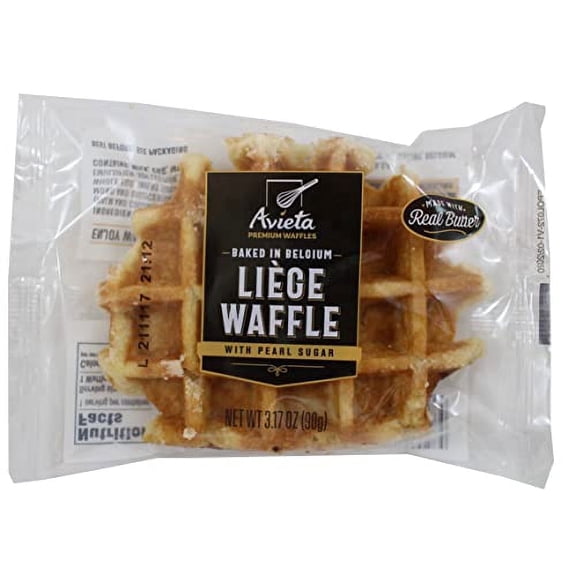 Avieta Baked in Belgium Lige Waffles with Pearl Sugar, 12 Individually Wrapped 3.17 oz Waffles, Single Box