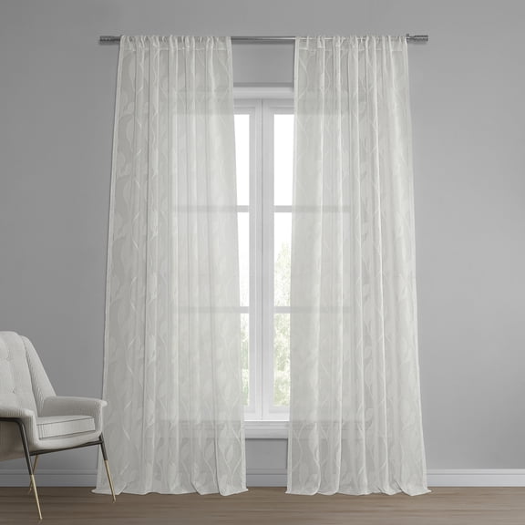 Avignon Vine Patterned Faux Linen Sheer Curtain (1 Panel), Avignon Vine, 50W X 84L