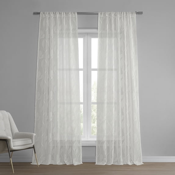 Avignon Vine Patterned Faux Linen Sheer Curtain (1 Panel), Avignon Vine, 50W X 84L