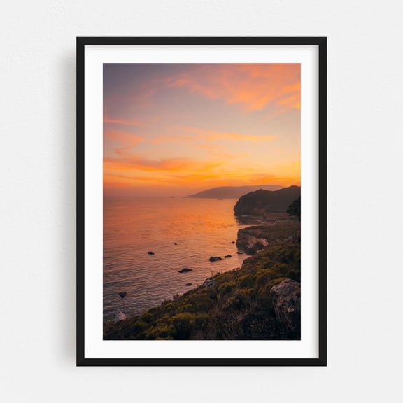 Avila Beach Sunset - Avila Beach California Photography Sunset Coast Ocean Landscape Nature Scenic Beach Black Framed Wall Art Print 5 x 7 inches