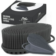 Avilana Exfoliating Silicone Body Scrubber Easy to Clean, Lathers Well, Long Lasting, And More Hygienic Than Traditional Loofah (COMBO-GRAY)