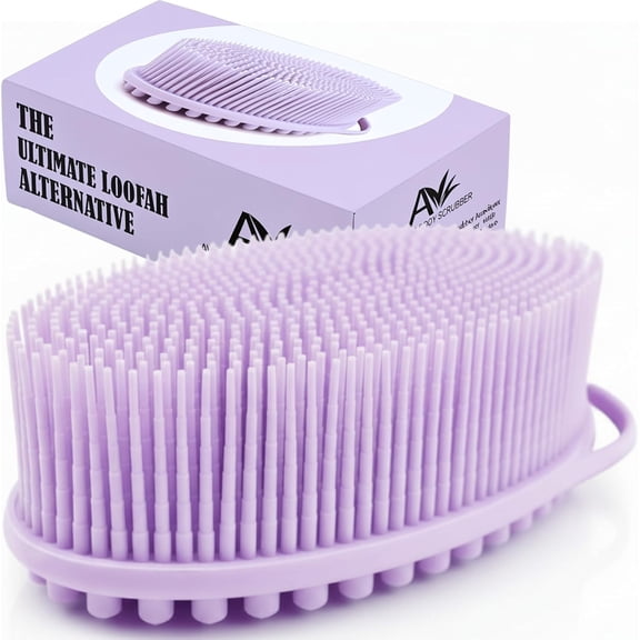 Avilana Exfoliating Silicone Body Scrubber Easy to Clean, Lathers Well, Long Lasting, And More Hygienic Than Traditional Loofah (STYLE1-LAVENDER)
