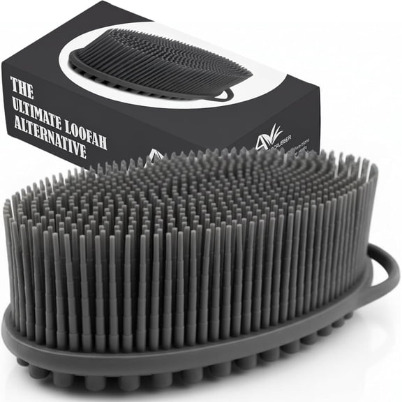 Avilana Silicone Bath Brush, Exfoliates Skin, Ideal for Dry Skin, Easy to Clean, Long-Lasting, Dark Gray