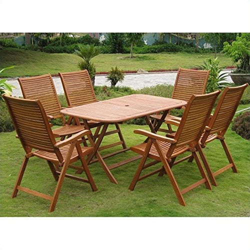 International Caravan Aviles Royal Tahiti 7-Piece Dining Set in Stain