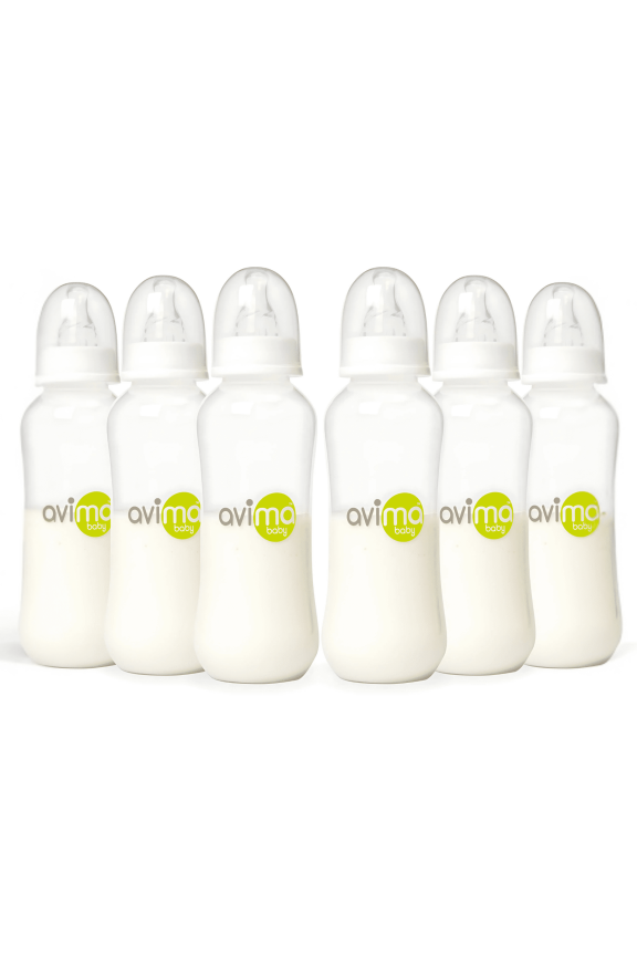 Avima 10 oz Anti Colic Baby Bottle Set - Medium Flow Nipples Included, Standard Neck, BPA Free - 3-6 Months, Stage 2 Feeding for Gas, Spit Up & Colic (Set of 6)