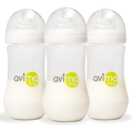 Avima Anti-Colic Baby Bottle, BPA-Free, Wide Neck, Fast Flow, 12 oz, Stage 3, 3 Pack