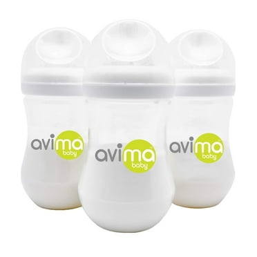Avima Anti-Colic Baby Bottle, BPA-Free, Wide Neck, Medium Flow, 9 oz, Stage 2, 3 Pack