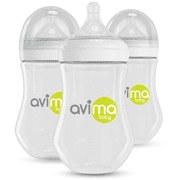 Avima Anti-Colic Baby Bottle, BPA-Free, Wide Neck, Medium Flow, 9 oz, Stage 2, 3 Pack
