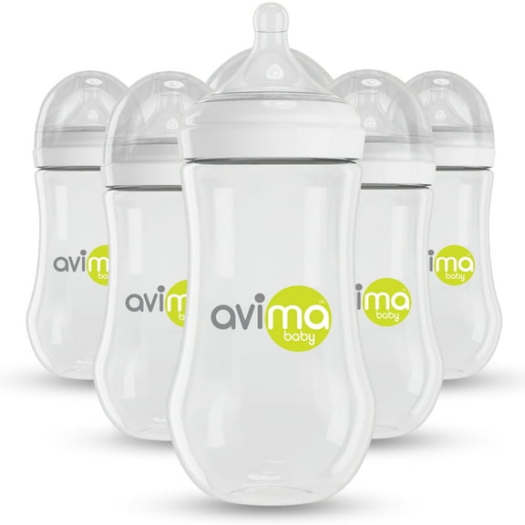 Avima Anti-Colic Baby Bottle, BPA-Free, Wide Neck, Fast Flow, 12 oz, Stage 3, 6 Pack
