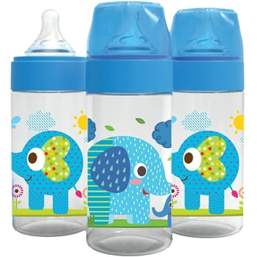 Avima Baby Bottle, Anti-Colic, Medium Flow, Elephant Print, 9 oz, BPA-Free, 3 Pack
