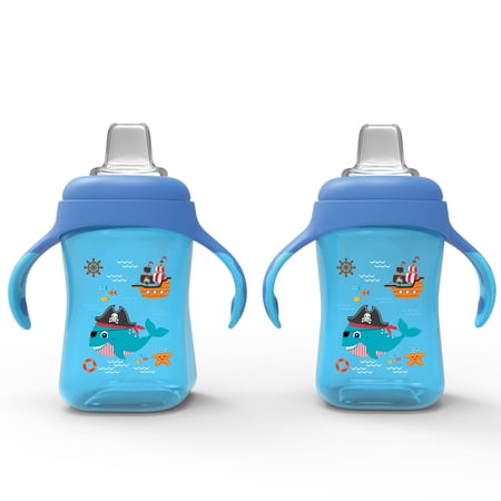 Avima Trainer Sippy Cup, Spill-Proof, 10 oz, Soft Spout, Blue, BPA-Free, 2 Pack
