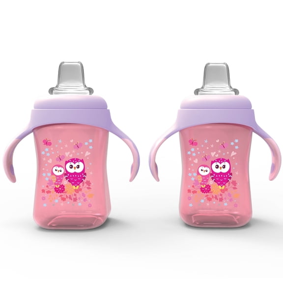 Avima Baby Sippy Cup, Trainer, Soft Spout, Spill-Proof, BPA-Free, 10 oz, Pink, 2 Count