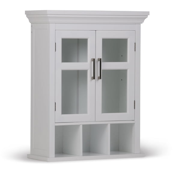 Avington Wood Double Door Wall Medicine Cabinet in Pure White