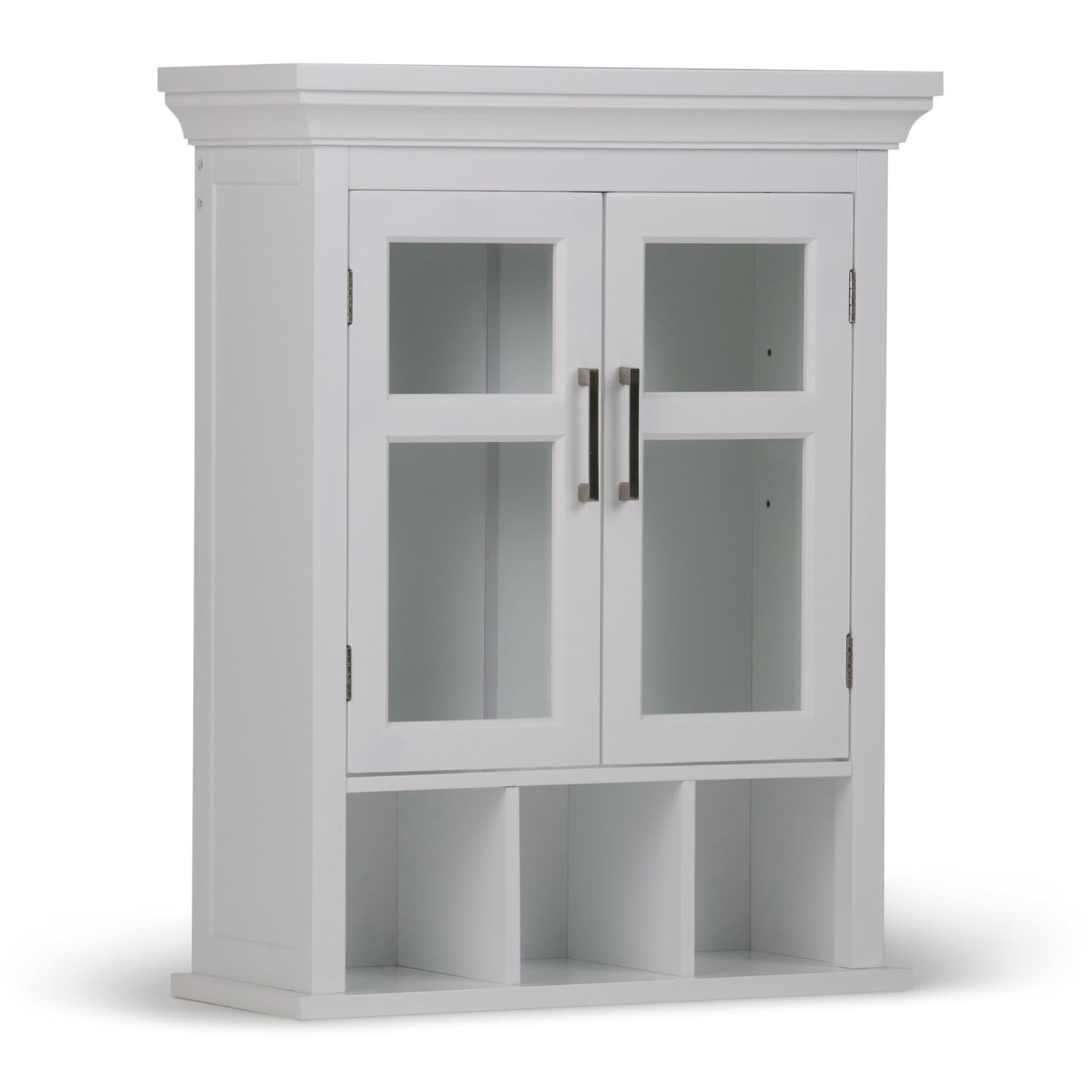 Pure White Rubberwood Bathroom Wall Cabinet with Cubbies