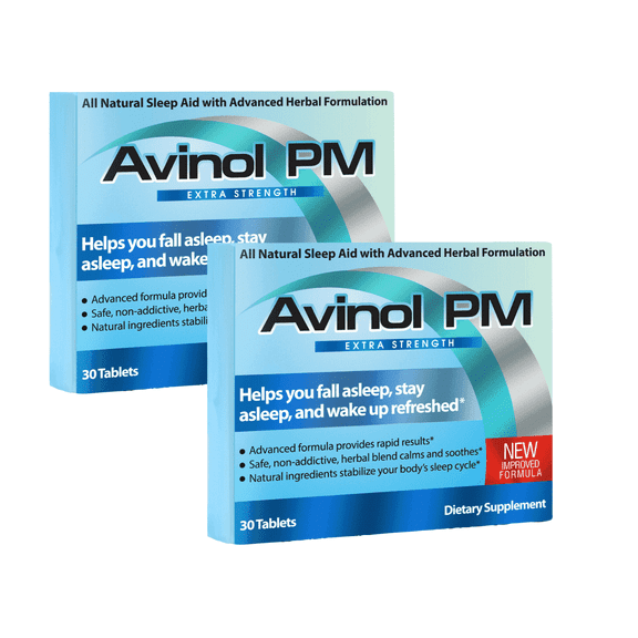 Avinol PM Extra Strength Natural Sleep Aid Herbal Formula 2 Pack (60 Count)