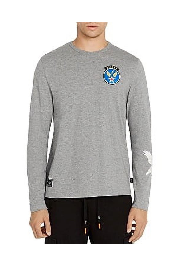 GRAY HEATHER Patch Logo Long-Sleeve Tee, US 2X-Large