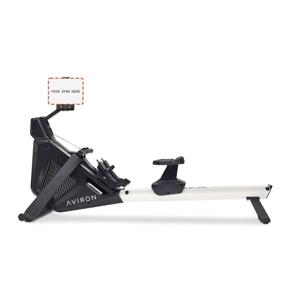 Aviron StrongGo Rowing Machine with iPad Integration—Dual Air & Magnetic Resistance Up to 100 lbs | Game-Based Workouts, Compact Storage Design