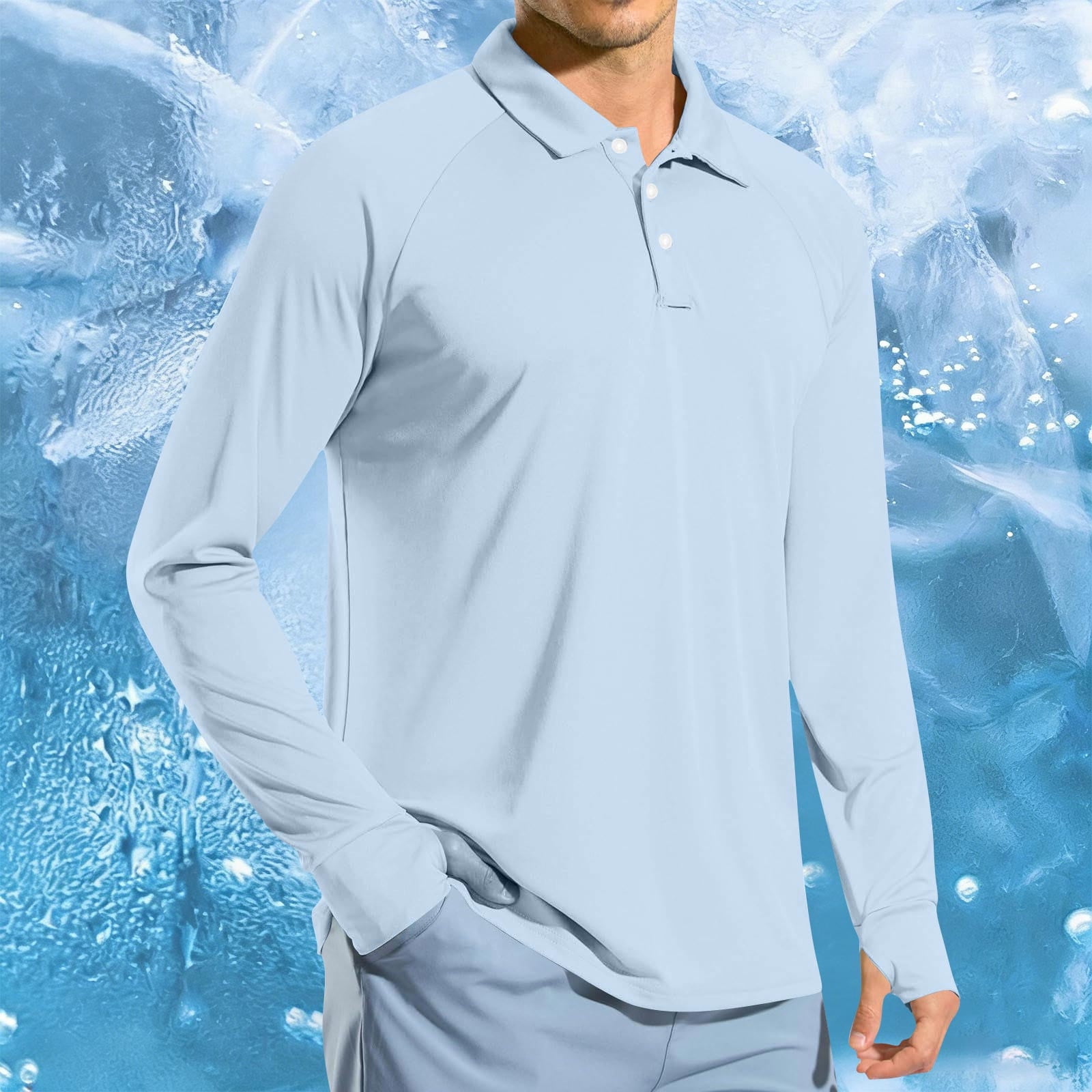 Avirosel Men's Casual Long Sleeve Shirt Polyester Sweatshirt with Thumb ...