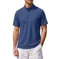 thumbnail image 1 of Avirosel Men's Golf Shirt Casual Zip Up Moisture Wicking Short Sleeve Stand Collar Lightweight Mens Polo Shirt Dark Blue, 1 of 5