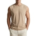 Avirosel Men's Summer Casual Sleeveless T-shirt Solid Color Relaxed Fit ...