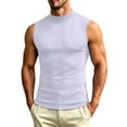 thumbnail image 1 of Avirosel Men's Tank Top Sleeveless Round Neck Elastic Fitness Base Top Comfortable Athletic Moisture Wicking Shirt for Daily Wear White, 1 of 7