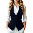thumbnail image 1 of Avirosel Women's Casual Vest Tops V-Neck Sleeveless Button Down Vest Business Casual Outfits Navy, 1 of 7