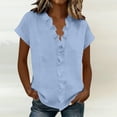 thumbnail image 1 of Avirosel Women's Dressy Casual Tops Ruffle Short Sleeve V Neck Blouses Elegant Business Work Shirts Lightweight Soft Formal Tops for Office Business Meeting Daily Outfits, 1 of 6