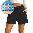 thumbnail image 1 of Avirosel Women's Elastic Stretchy High Waisted Cropped Shorts Casual Summer Lightweight Drawstring Shorts with Pockets Light Blue, 1 of 9