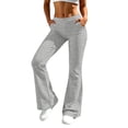 thumbnail image 1 of Avirosel Women's High Waisted Relaxed Yoga Pants Elastic Waist Wide Leg Y2K Flare Sweatpants with Pockets for Daily Casual Wear Gray, 1 of 9