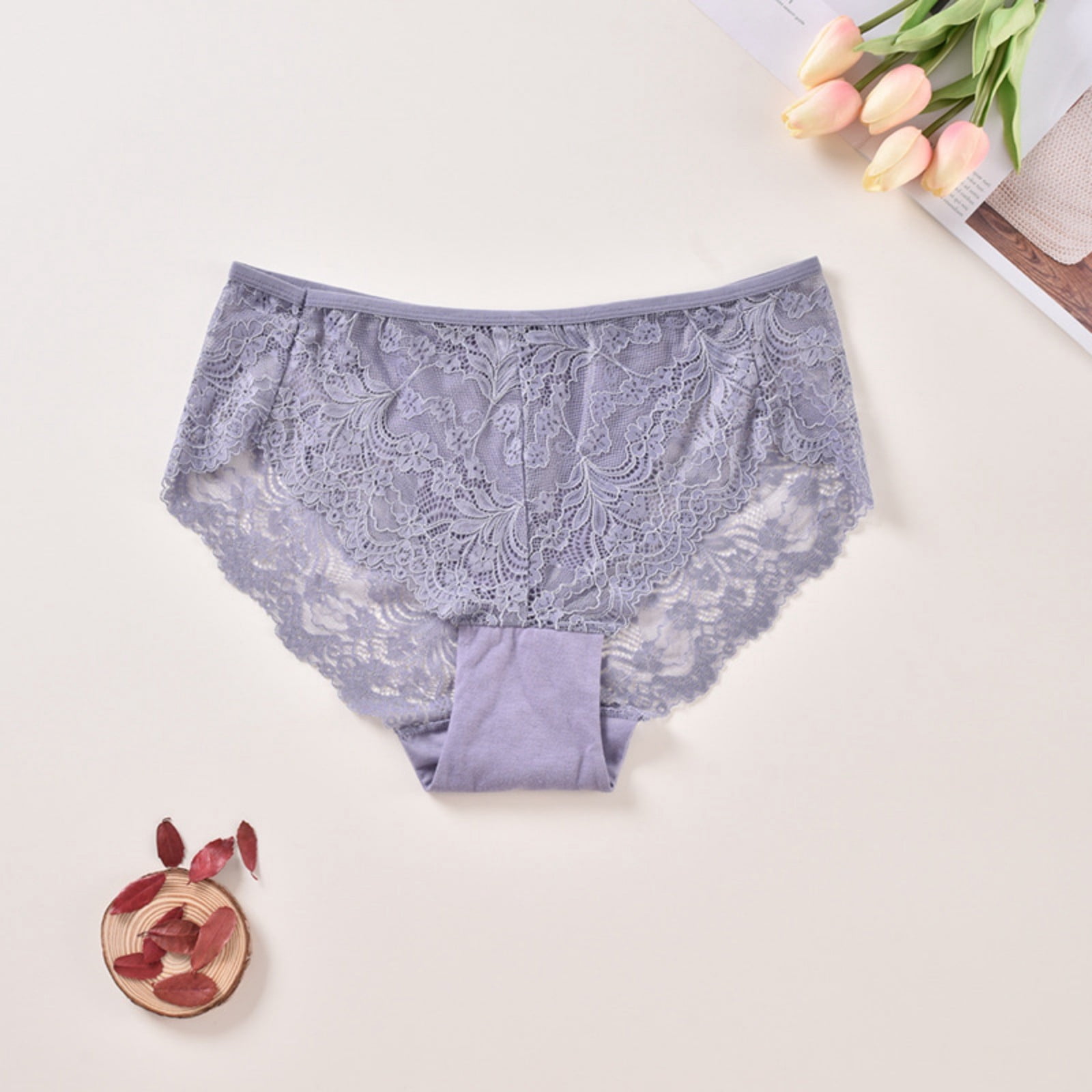 Avirosel Women's Large High Waist Thong Underwear - Breathable Lace