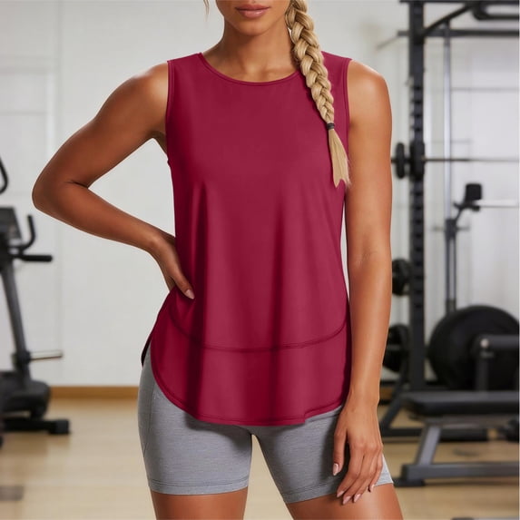 Avirosel Women's Sleeveless Workout Shirts, Dry Fit Moisture Wicking Running Athletic Gym Tops Lightweight Breathable Wear for Fitness Yoga Sports Exercise