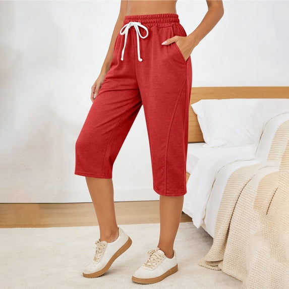 Avirosel Women's Sweat Shorts with Pockets Athletic Lounge Workout Sports Knee Length Bermuda Shorts