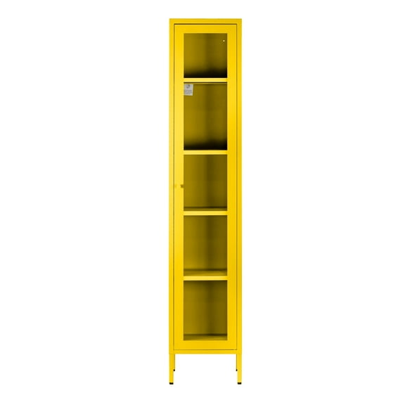 Avis 71-inch Yellow Metal Cabinet with Clear Door