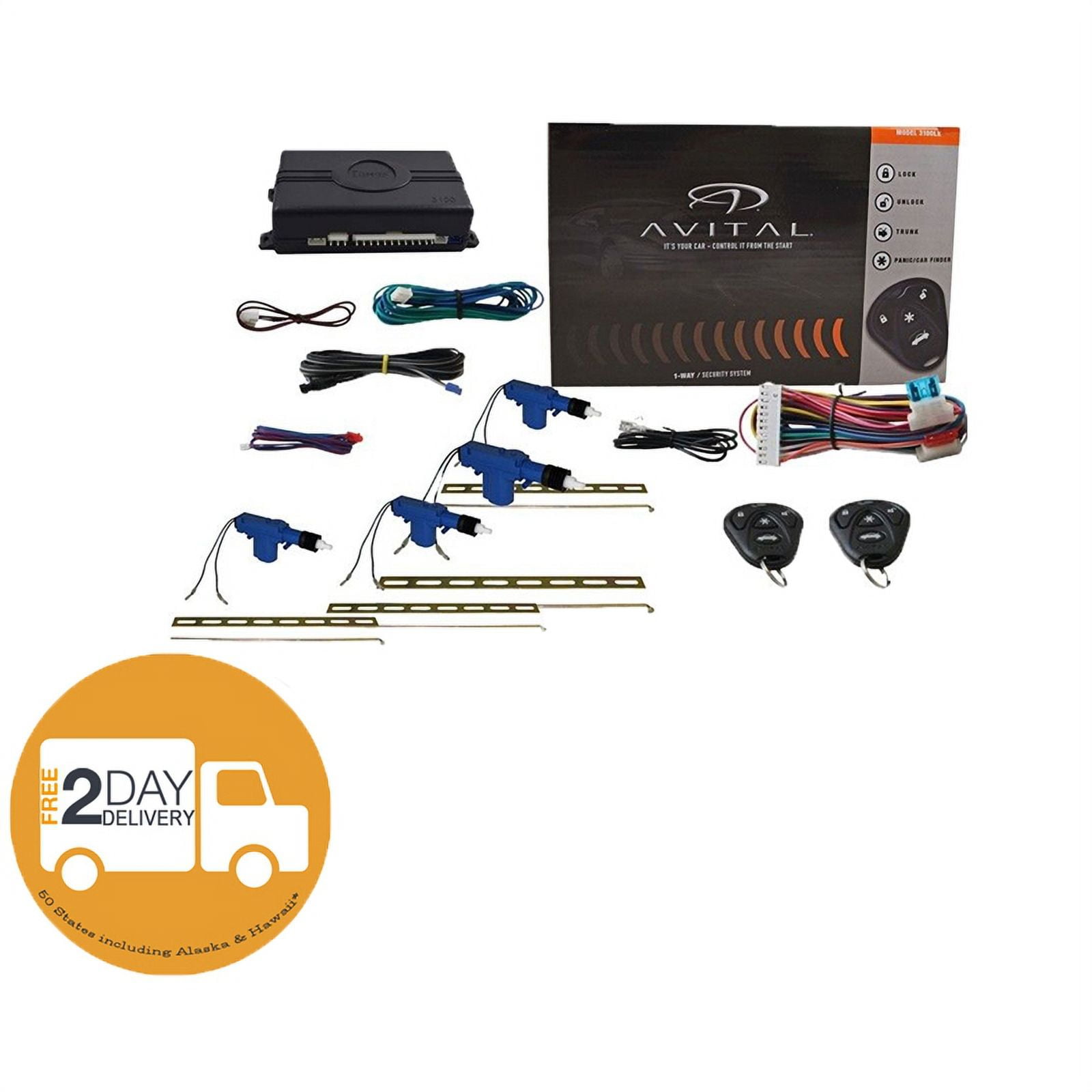 Avital 3100LX 1Way Car Security System Alarm Keyless Entry + Door Lock