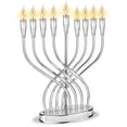thumbnail image 1 of Aviv Judaica Classic Illumination Electric Menorah with 9 Flickering Flames Bulbs Contemporary Design Hanukkiah Minorah Flameless Chanukah Candles Menurah for Bank Business Home Hanukah Lights Decor, 1 of 5