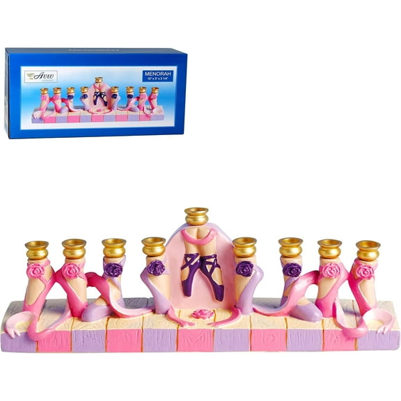 Aviv Judaica Hanukkah Dancing Ballet Menorah 3D Menorah Candle Holder for Girls Ballerina Hanukkiah Fits Standard Chanukah Candles Cute Girl Ballet Shoes Minorah