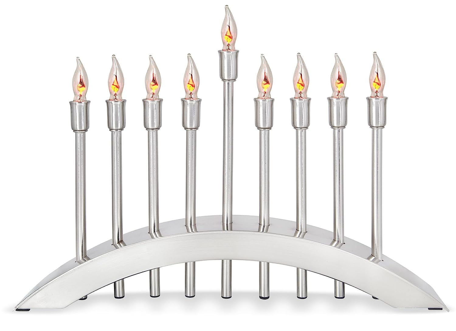 Aviv Judaica Hanukkah Electric Menorah Brushed Stainless Steel with
